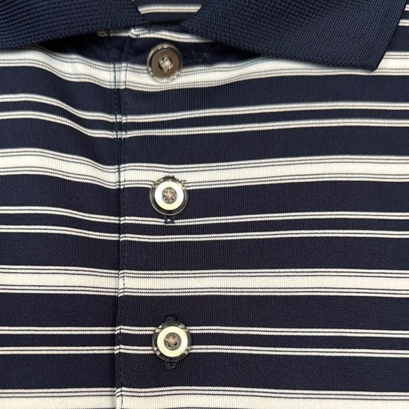 Pebble Beach Blue and White Polo Shirt Classic Stripes. Size L - Picture 3 of 4